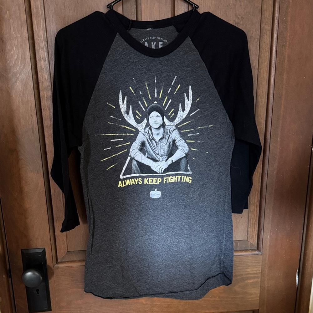 Black and Gray Graphic Raglan Tee
